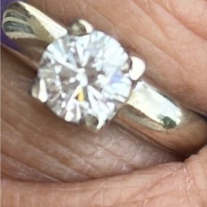 14K white gold moissanite ring, color D, VVS1, 1.10 carats
